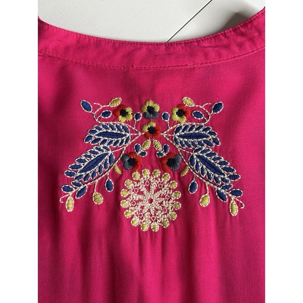 ANTHROPOLOGIE Luna Moon Pink Embroidered Popover Shirt Top Size M - Picture 13 of 16